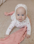 Velour Leaf Pattern Collection - Footie + Bonnet