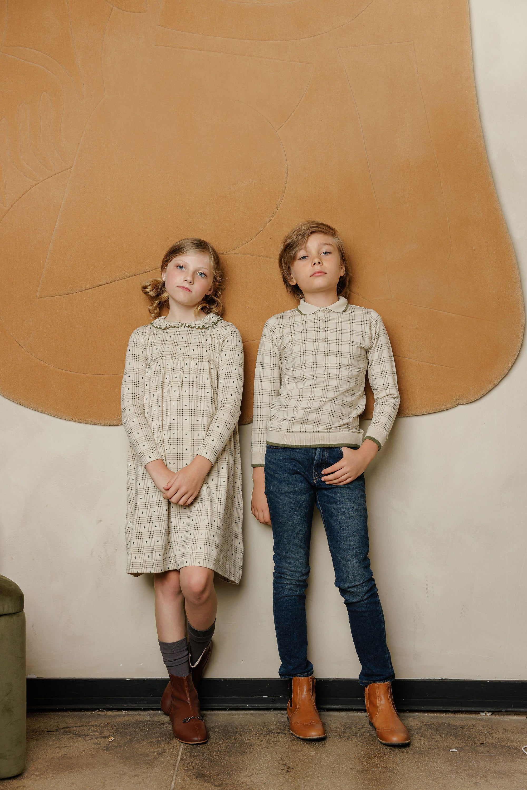 Cotton Floral Plaid Collection - Polo Sweatshirt