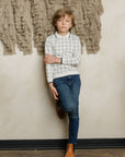 Cotton Floral Plaid Collection - Polo Sweatshirt