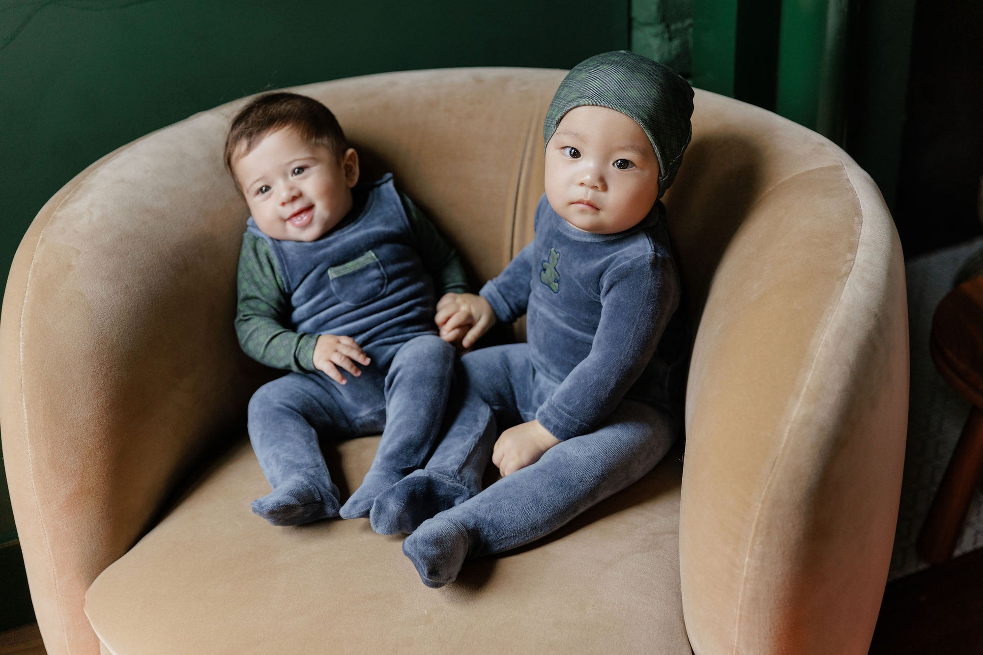 Velour Plaid Bear Collection - Footie