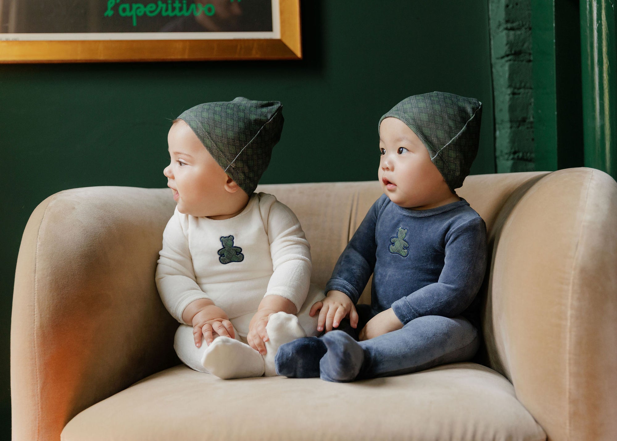 Velour Plaid Bear Collection - Footie