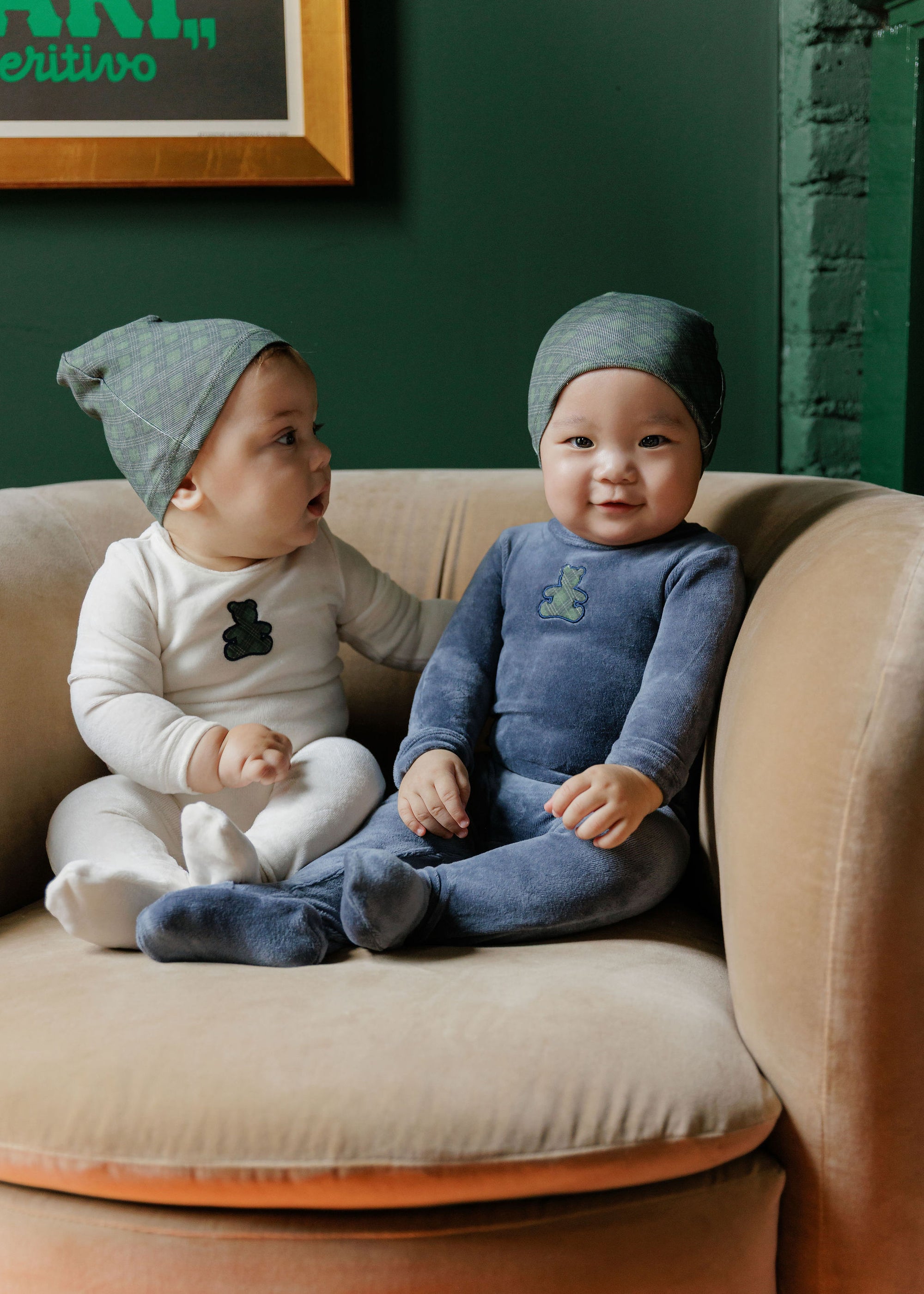 Velour Plaid Bear Collection - Footie