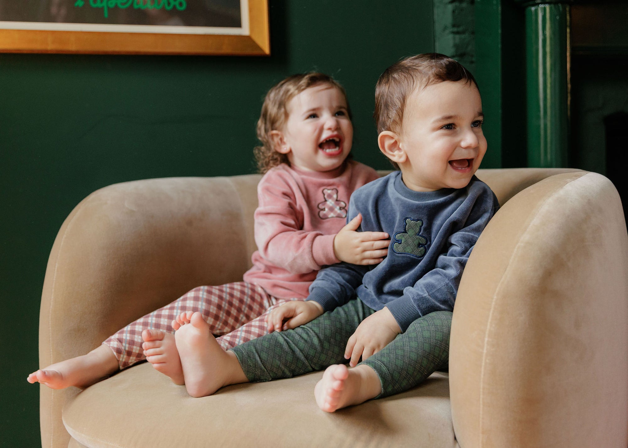 Velour Plaid Bear Collection - Sweatshirt + Leggings