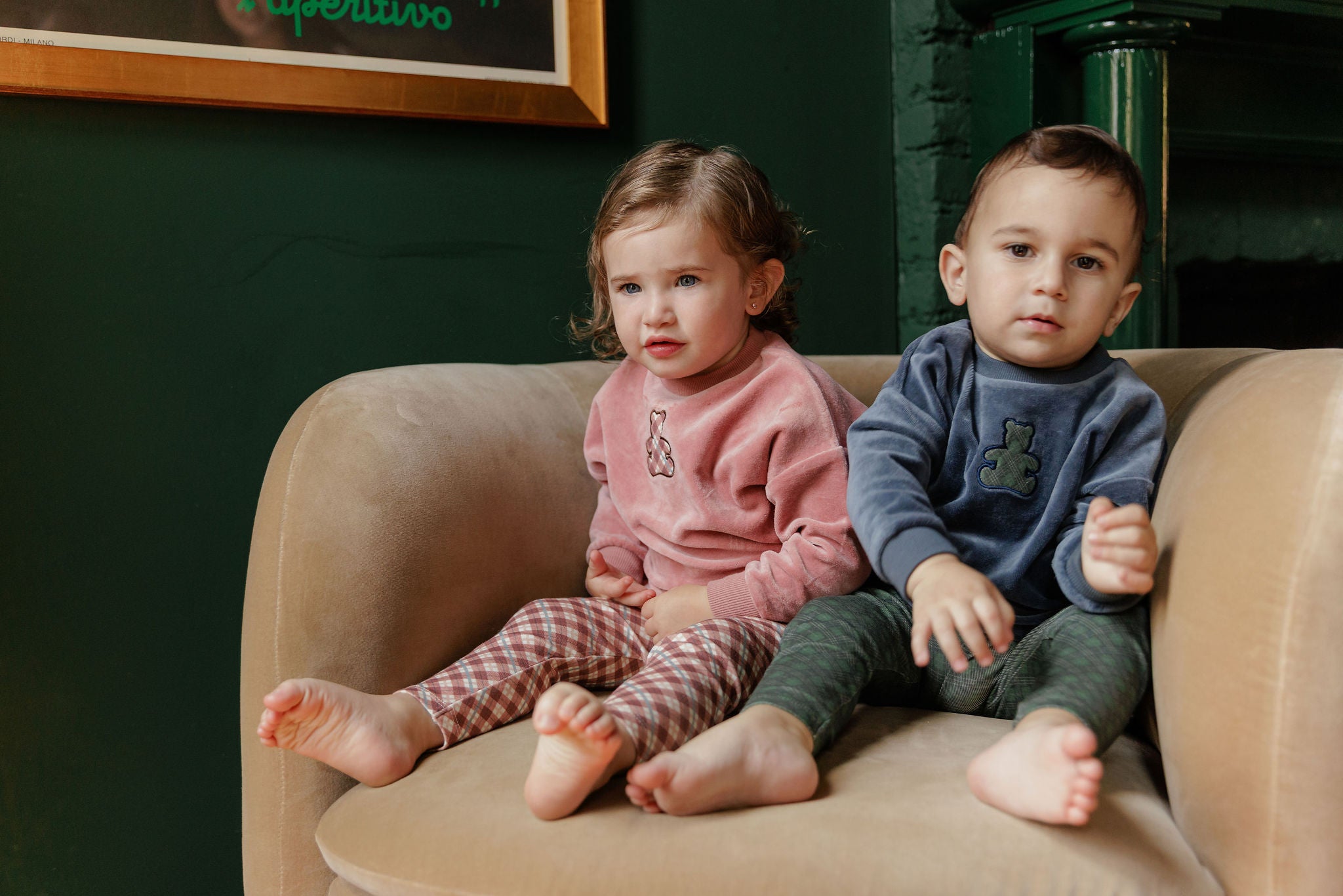 Velour Plaid Bear Collection - Sweatshirt + Leggings