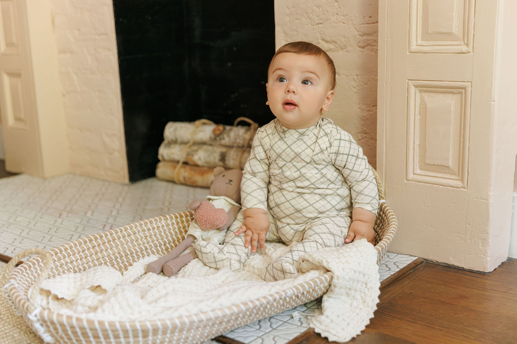Cotton Plaid Print Collection - Bodysuit + Overalls