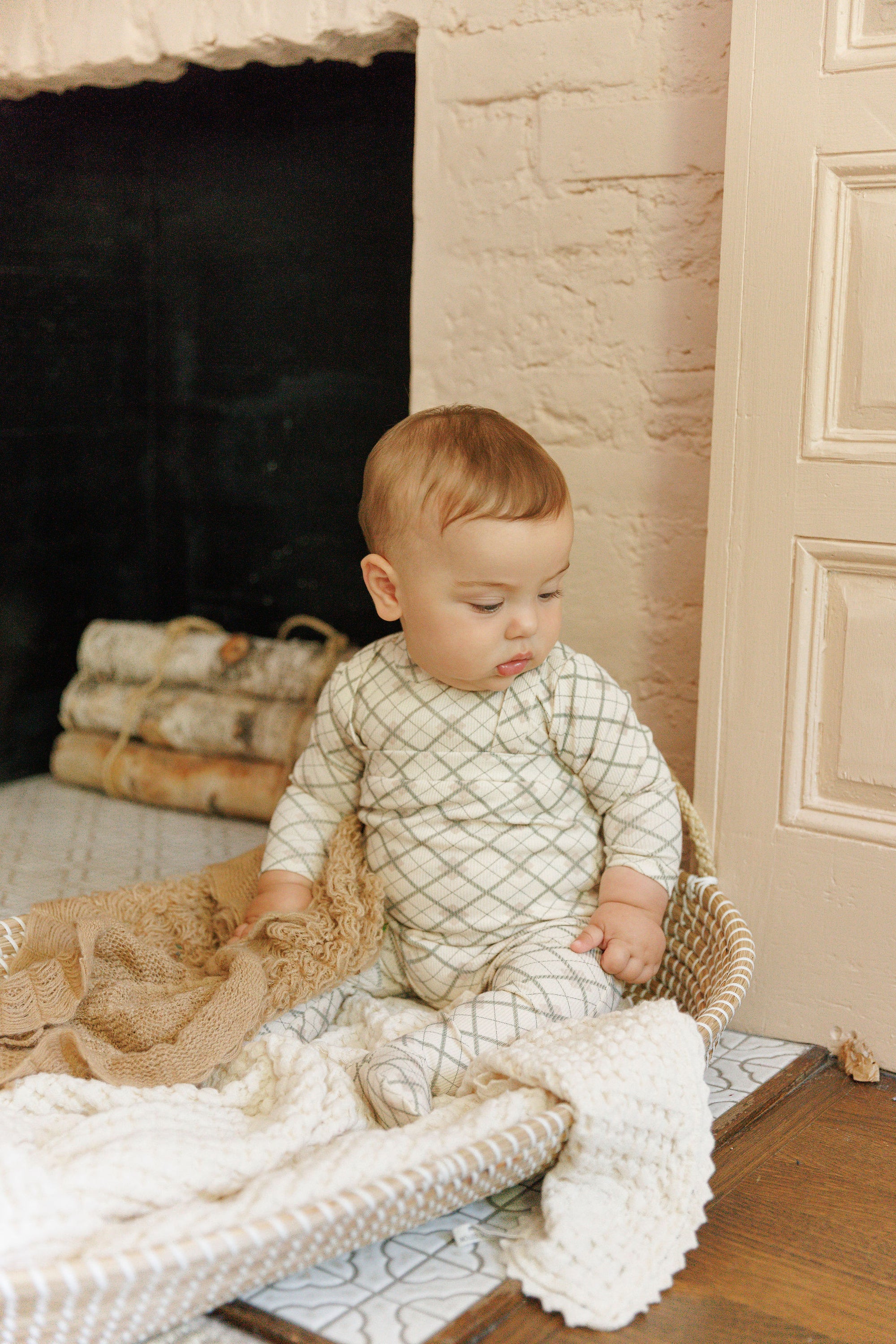 Cotton Plaid Print Collection - Bodysuit + Overalls