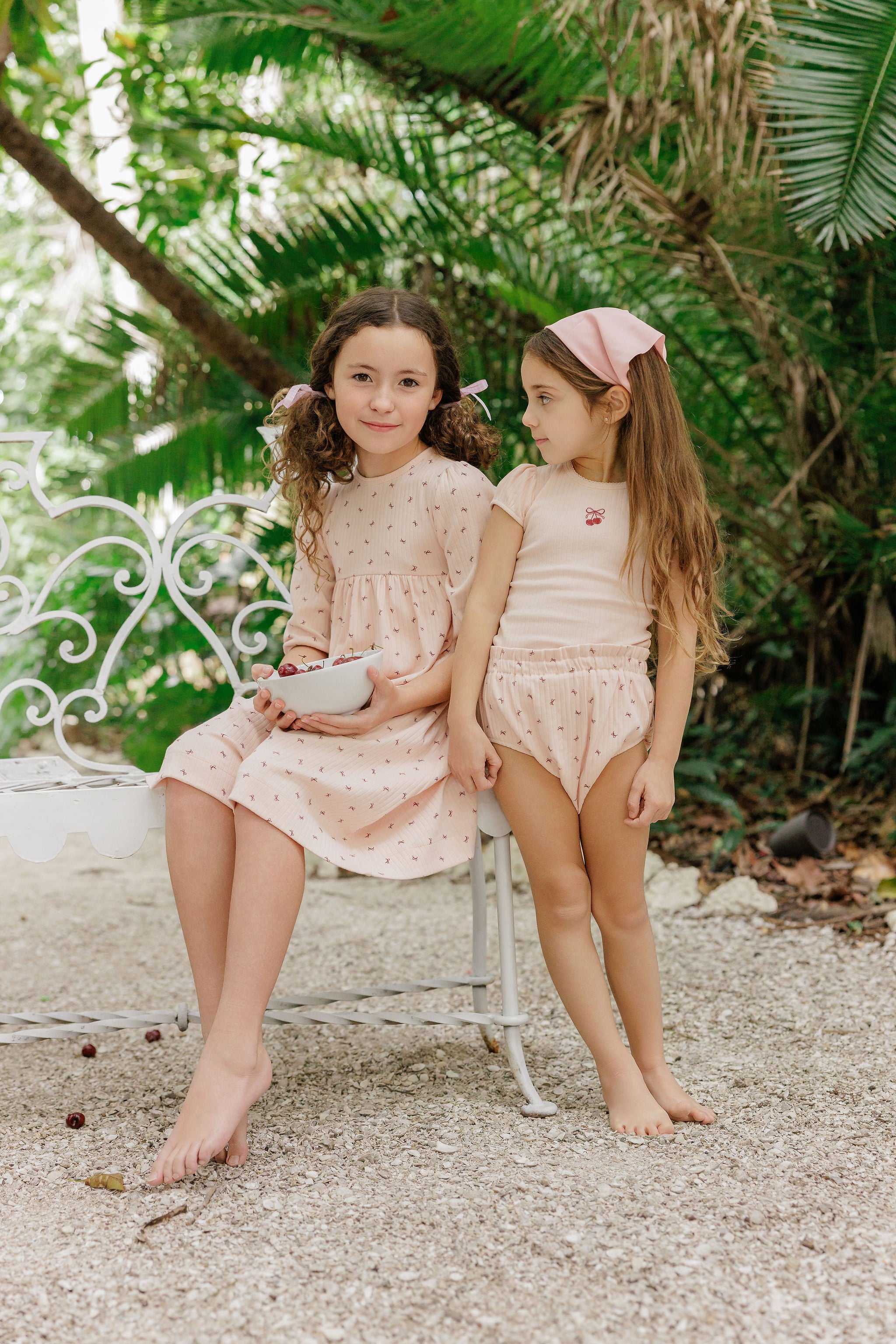 Girls Short Sleeve Dress | Pointelle | Bow Pattern | Aurora Classics Ely's & Co. Girls Short Sleeve Dress | Pointelle | Bow Pattern | Aurora Classics Ely's & Co.
