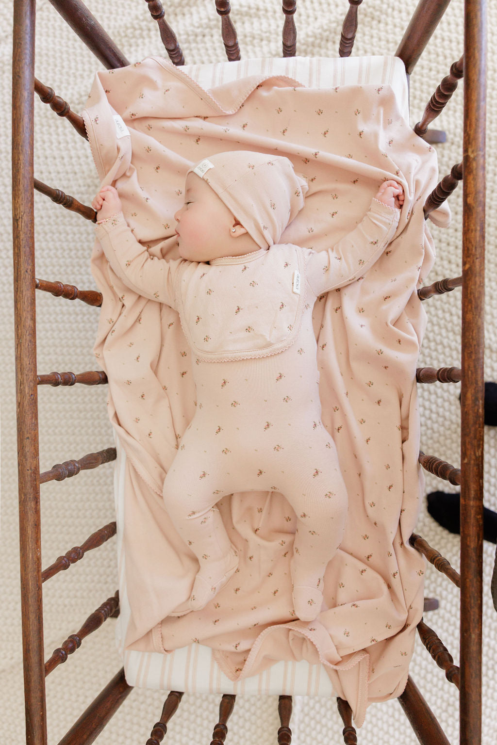 Pink floral print convenient, easy care baby collection