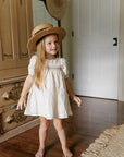 Stitch Collection - 3/4 Sleeves Smocked Linen Dress