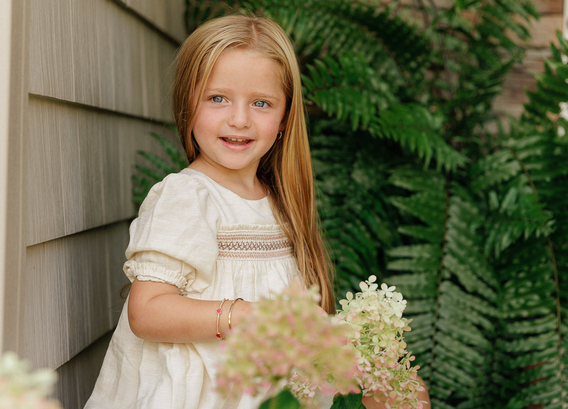 Stitch Collection - Short Sleeves Smocked Linen Dress