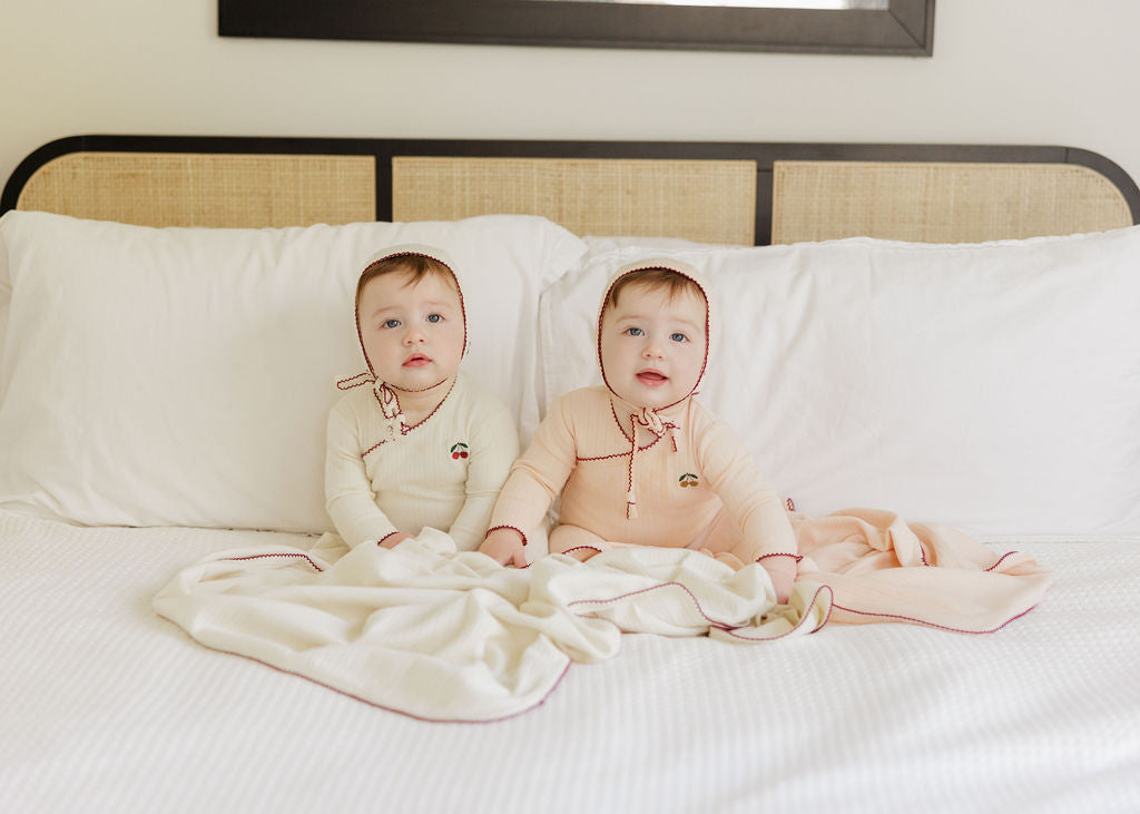 Embroidered Cherry Print Collection - Blanket