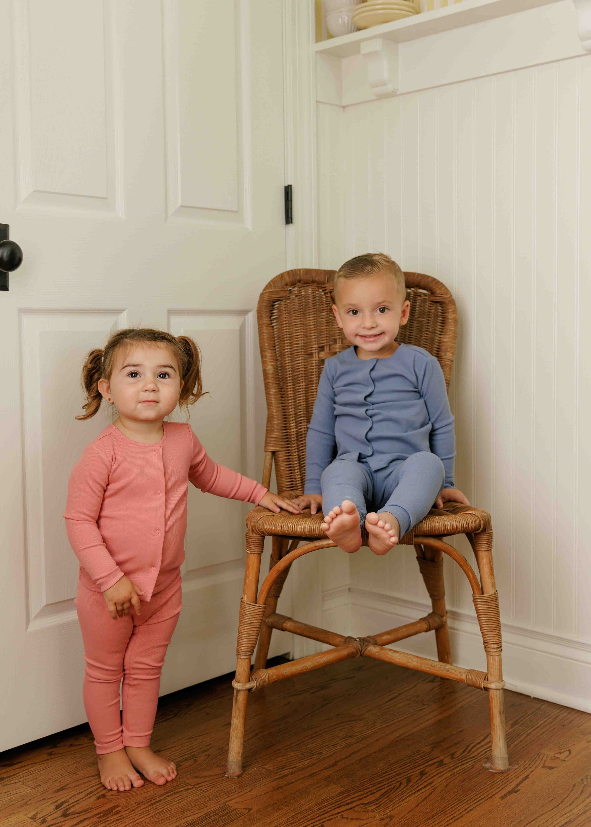 Ribbed Cardigan Set  - 2Pc Footed Baby Set + Beanie