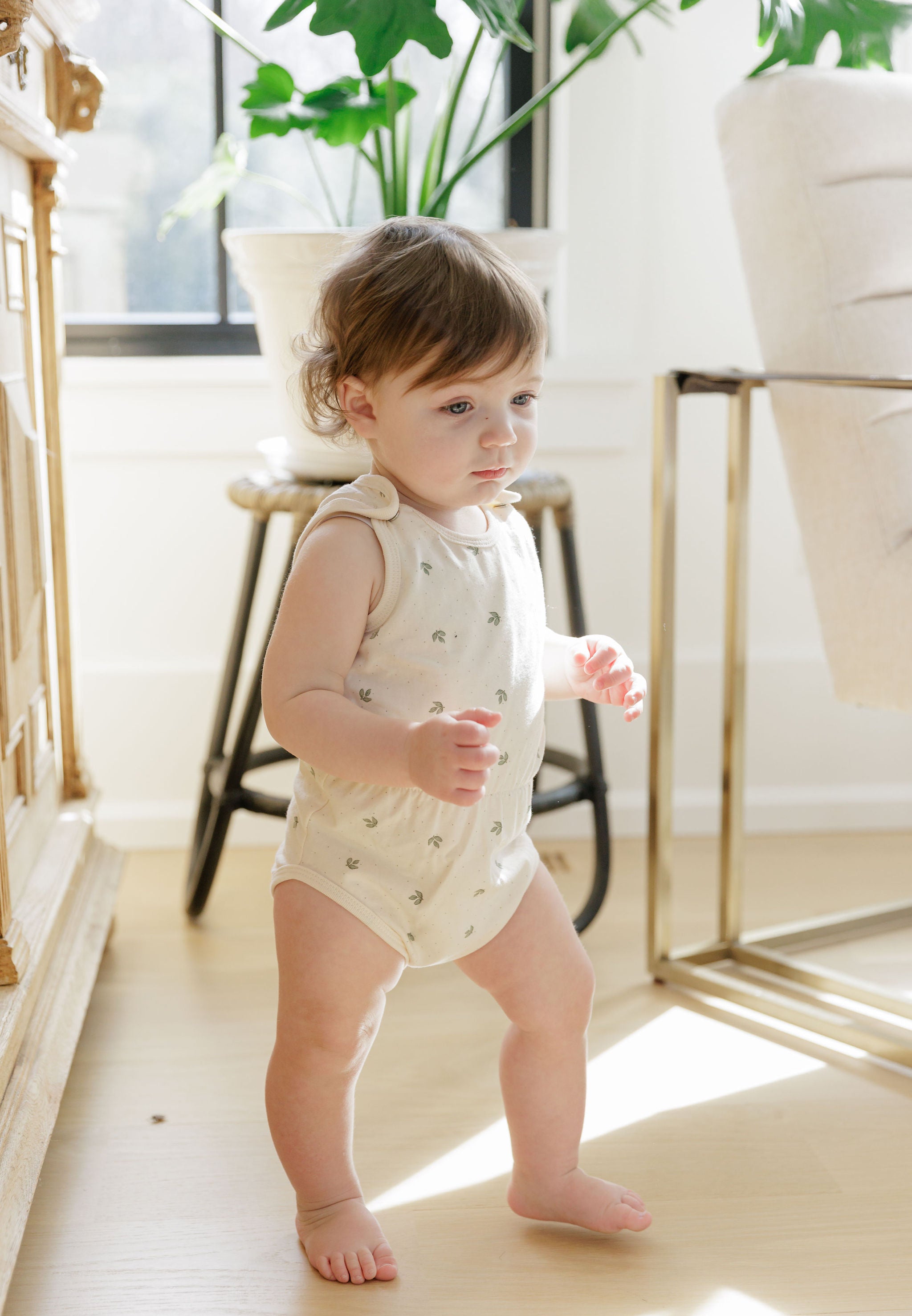 Jersey Cotton - Vintage Leaf Collection - Romper