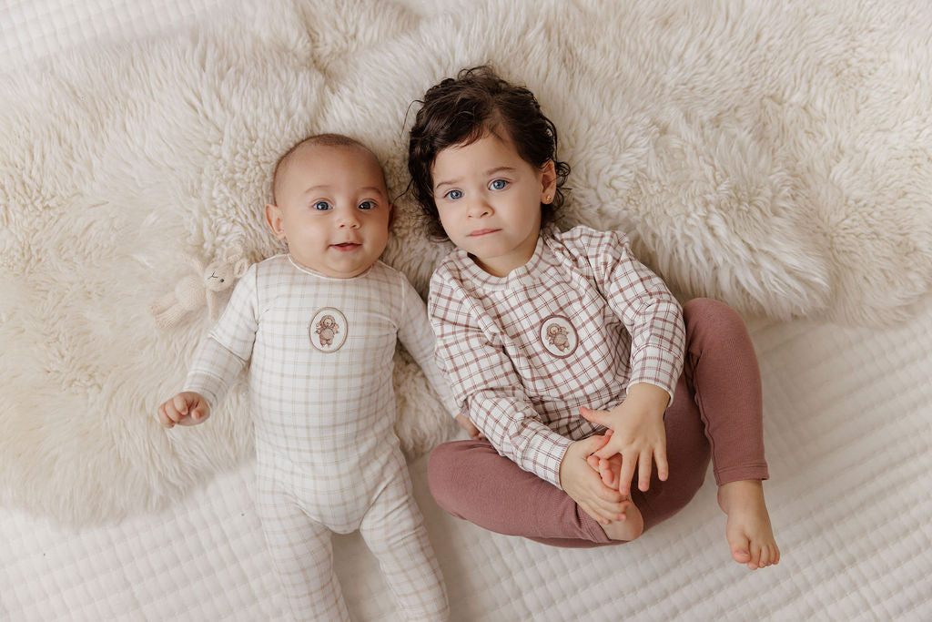Modal French Terry Plaid Sheep Collection - Blanket