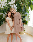 Stitch Collection - 3/4 Sleeves Smocked Linen Dress