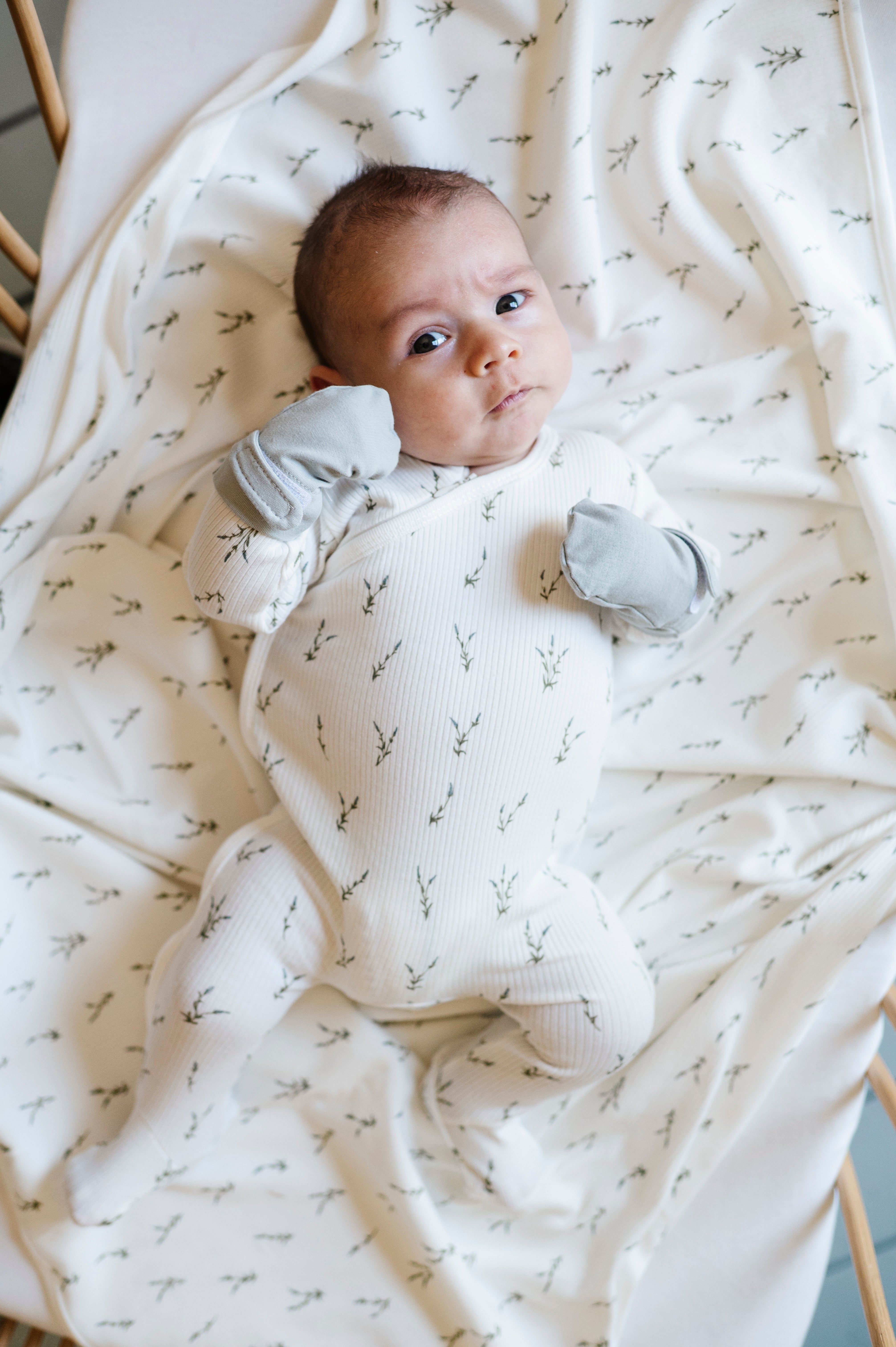 breathable baby mittens blue