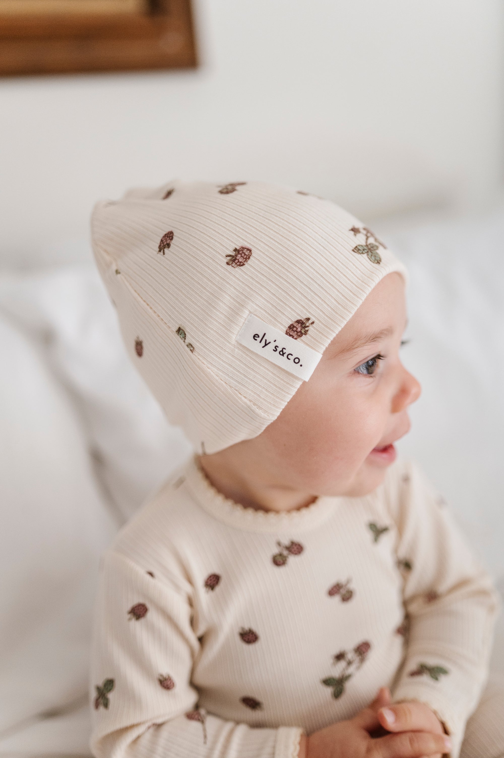 Ribbed Cotton - Raspberries Collection - Beanie