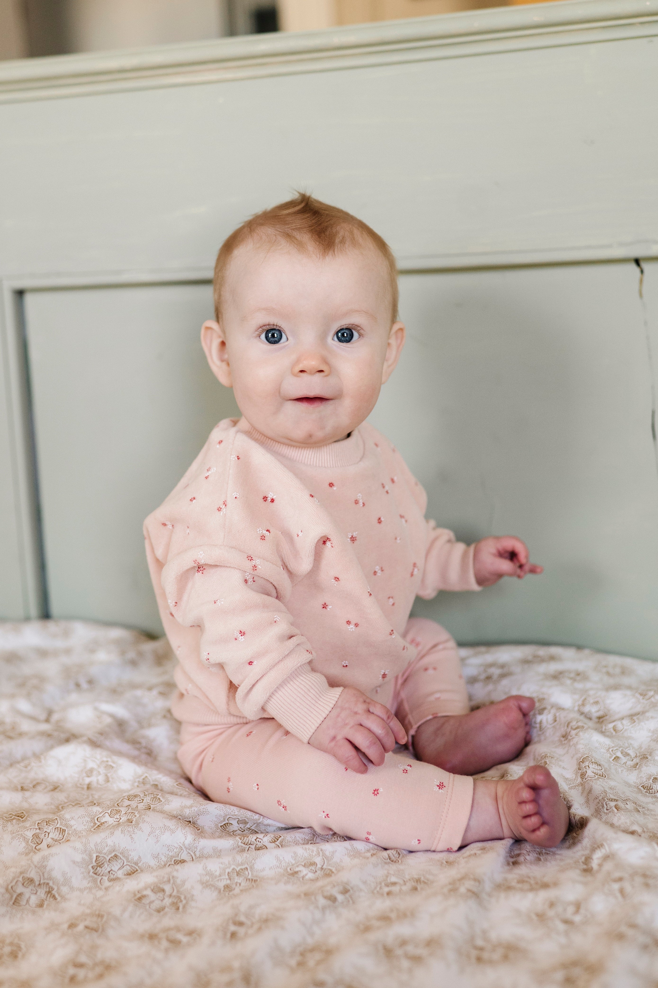 Velour Cluster Flower &amp; Leaf Collection - Velour Top and cotton Legging Lounge Set