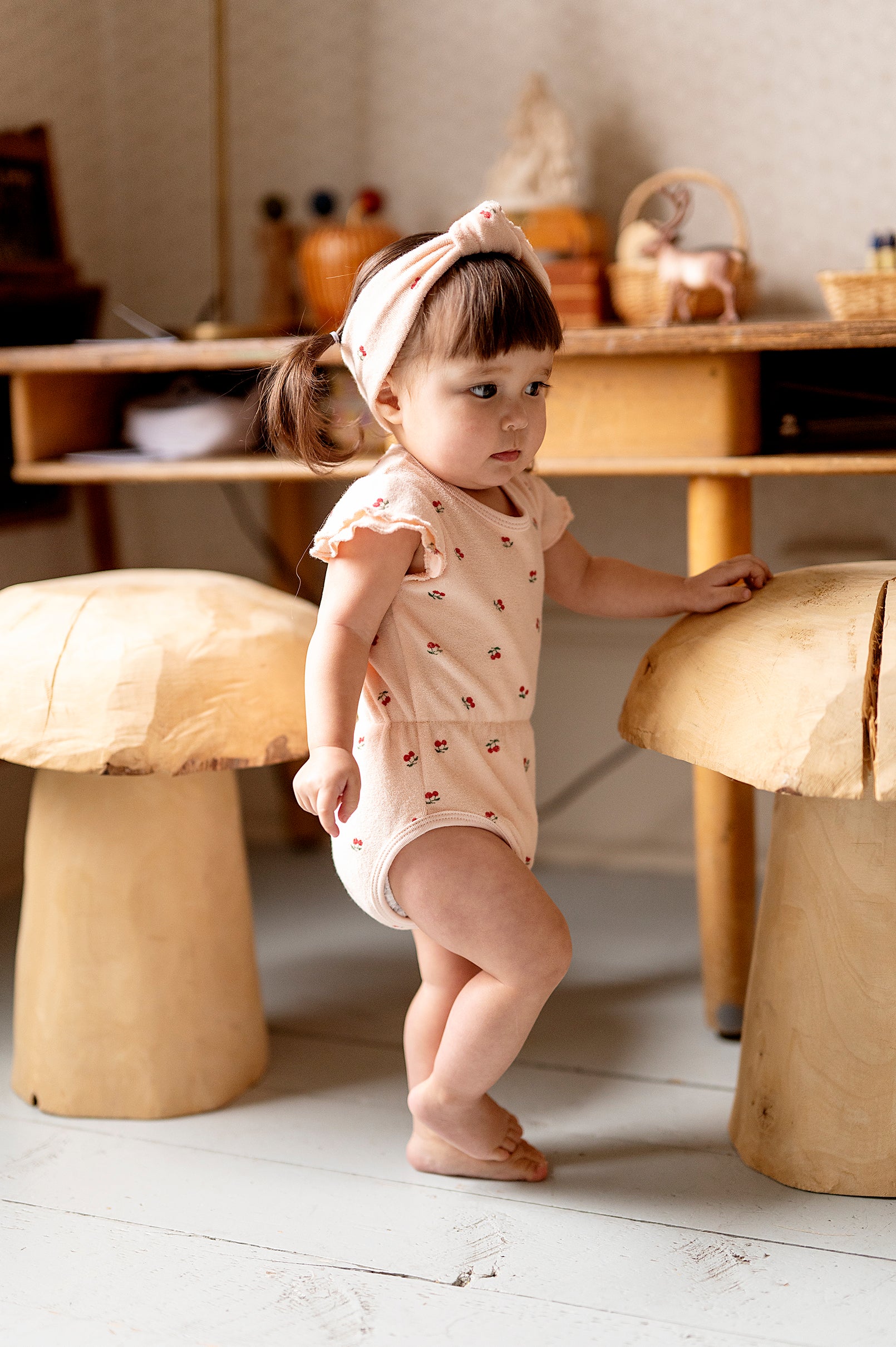 Terry/Ribbed Cotton - Cherry Collection - Ruffle Romper