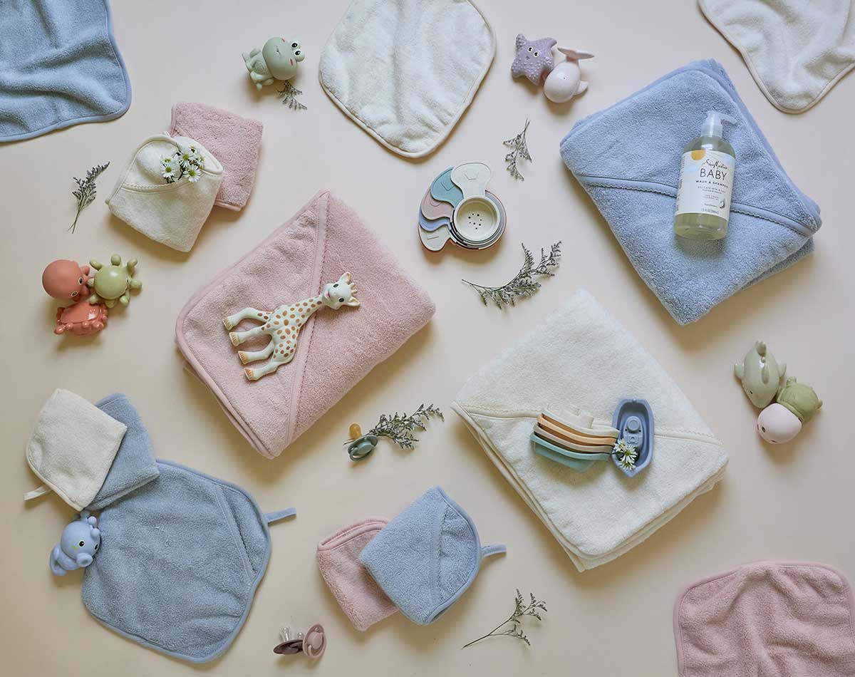 Blue cotton terry washcloths