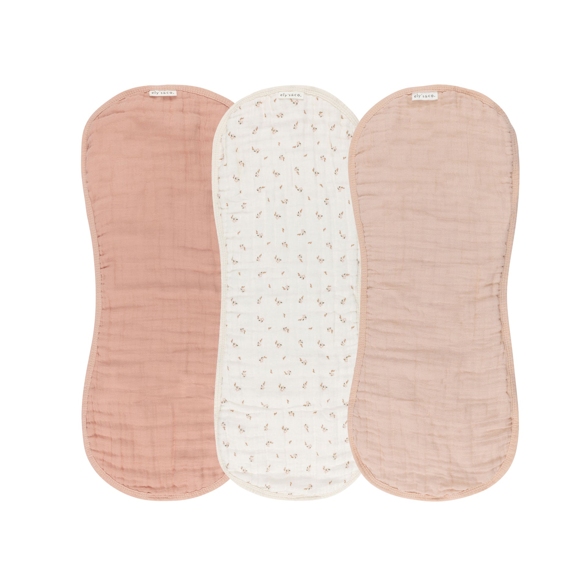 Ely's & Co 3 Pk Muslin Burp Cloths - Floral Pink