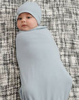 Jersey Knit Cotton Swaddle Blanket and Beanie Gift Set