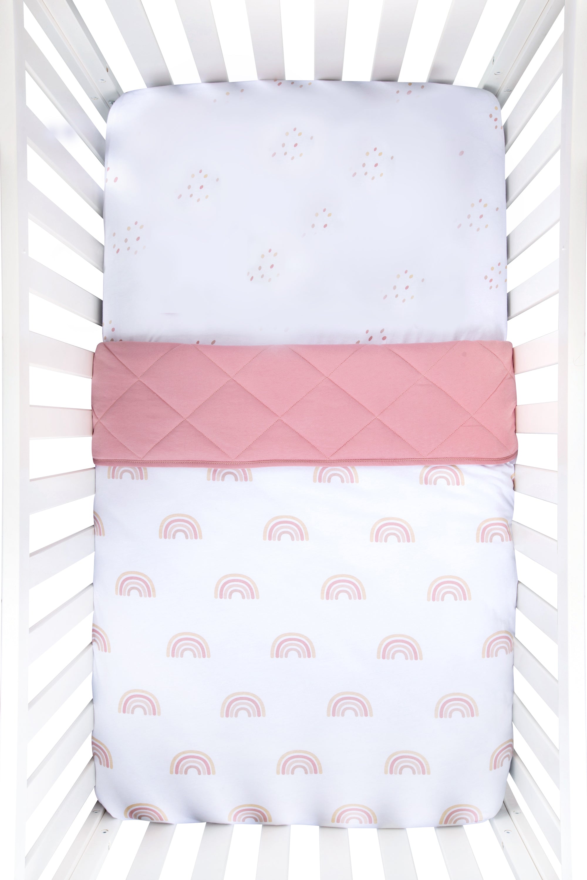 Dusty pink Rainbow Crib Bedding Trio