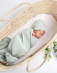 Jersey Knit Cotton Swaddle Blanket and Beanie Gift Set