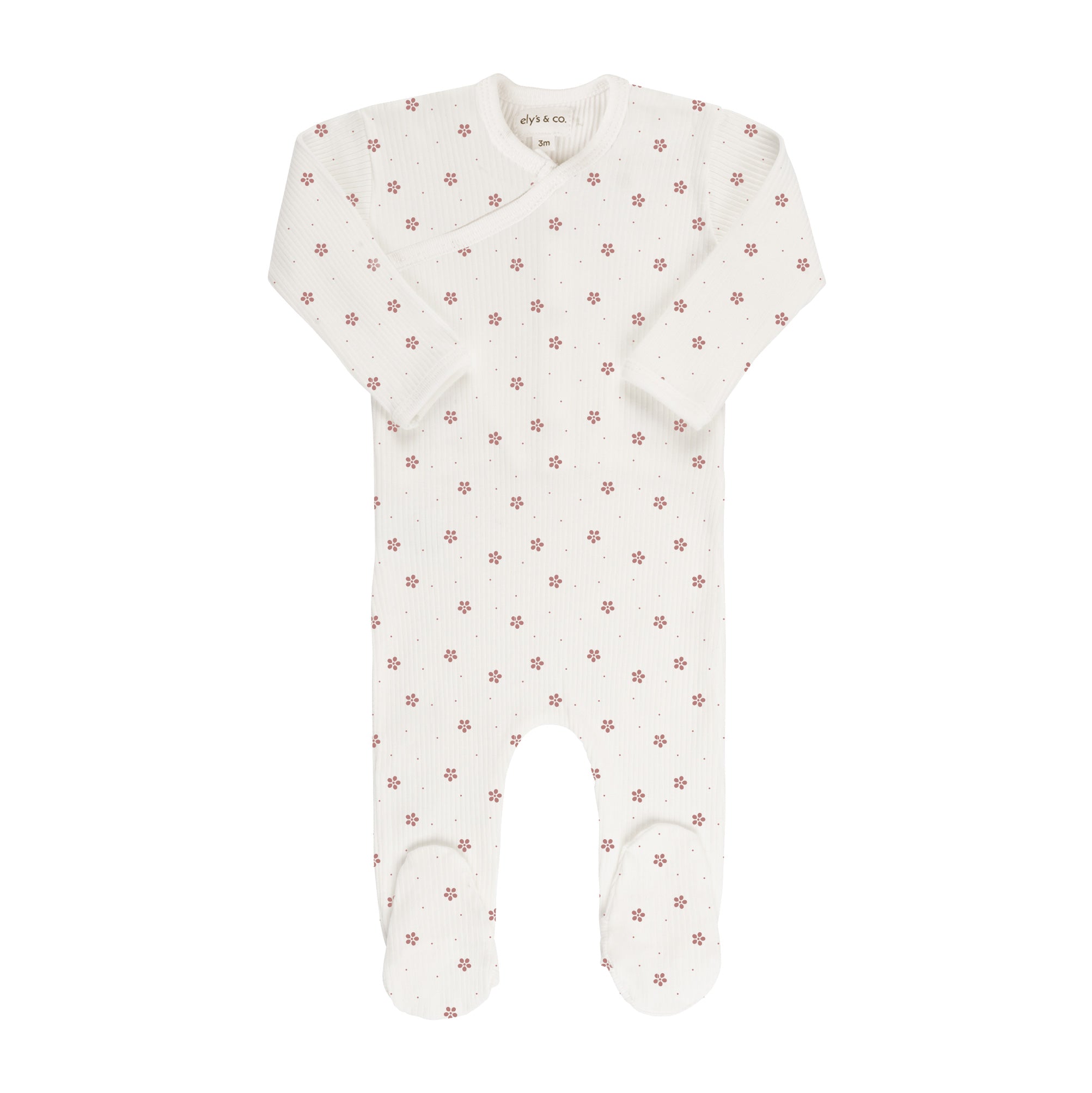 Floral Pink Dot Zipper Footie