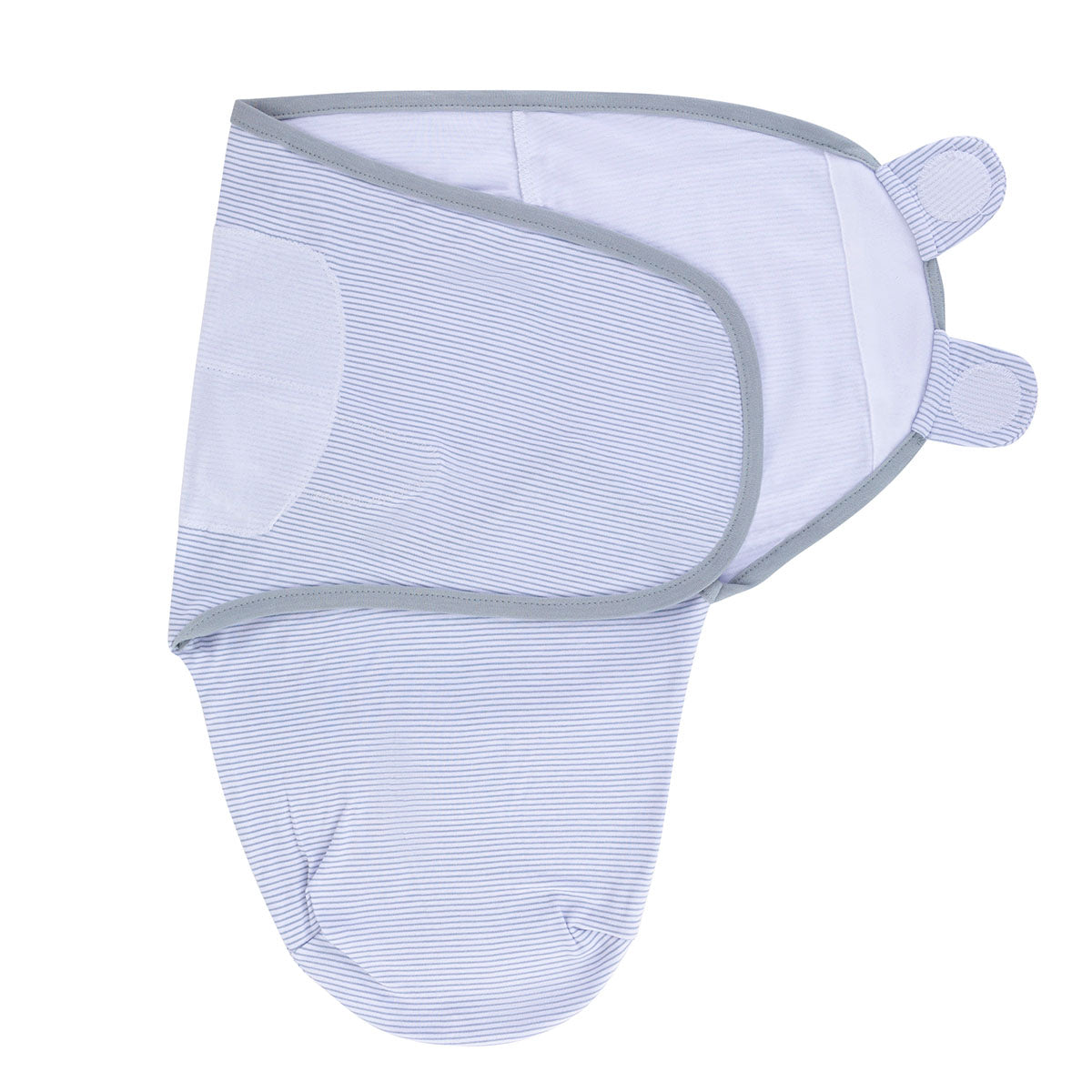 Grey Stripe Adjustable Swaddle Blanket open