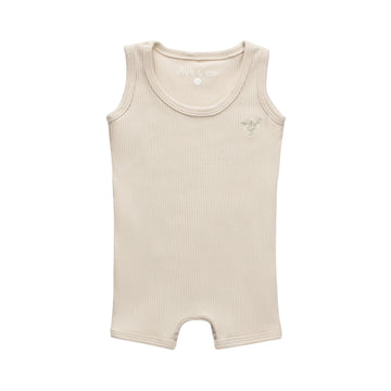 Ribbed Cotton - Embroidered Ginkgo Collection - Tank Romper