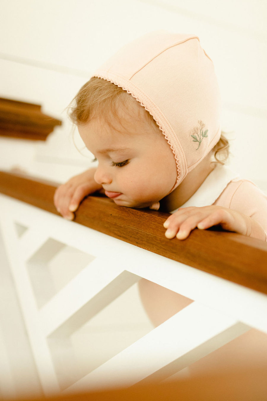 Jersey Cotton -Embroidered Collar Collection- Bonnet