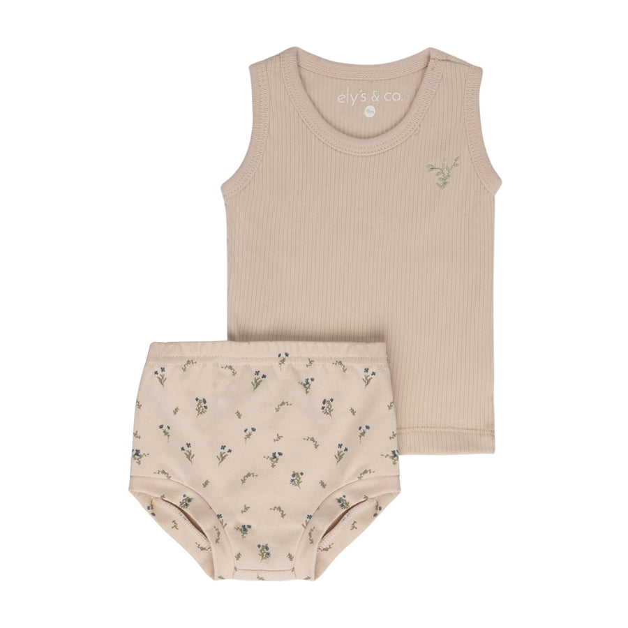Jersey Cotton - Printed Ginkgo Collection -Tank + Bloomer Set - Boys
