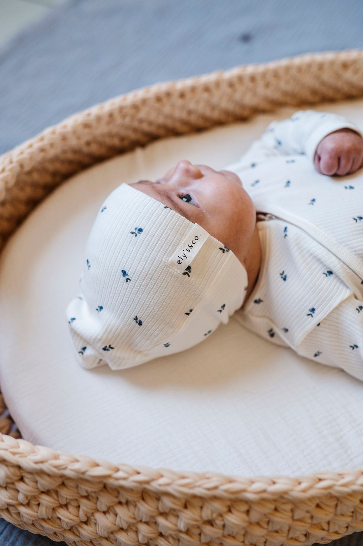 Ivory/Blue Berry Footie &amp; Beanie