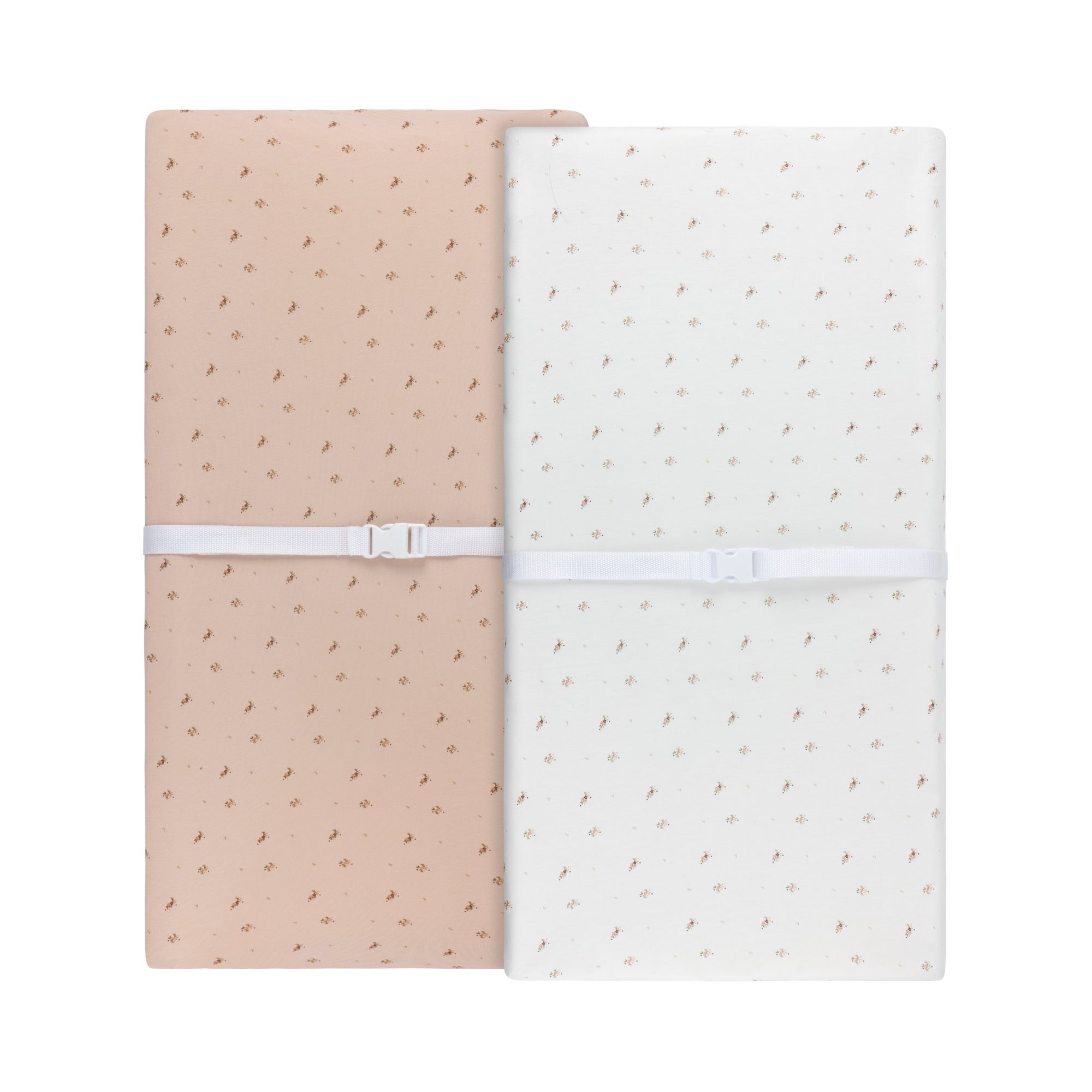 Ivory Pink Floral Changing Pad Cover