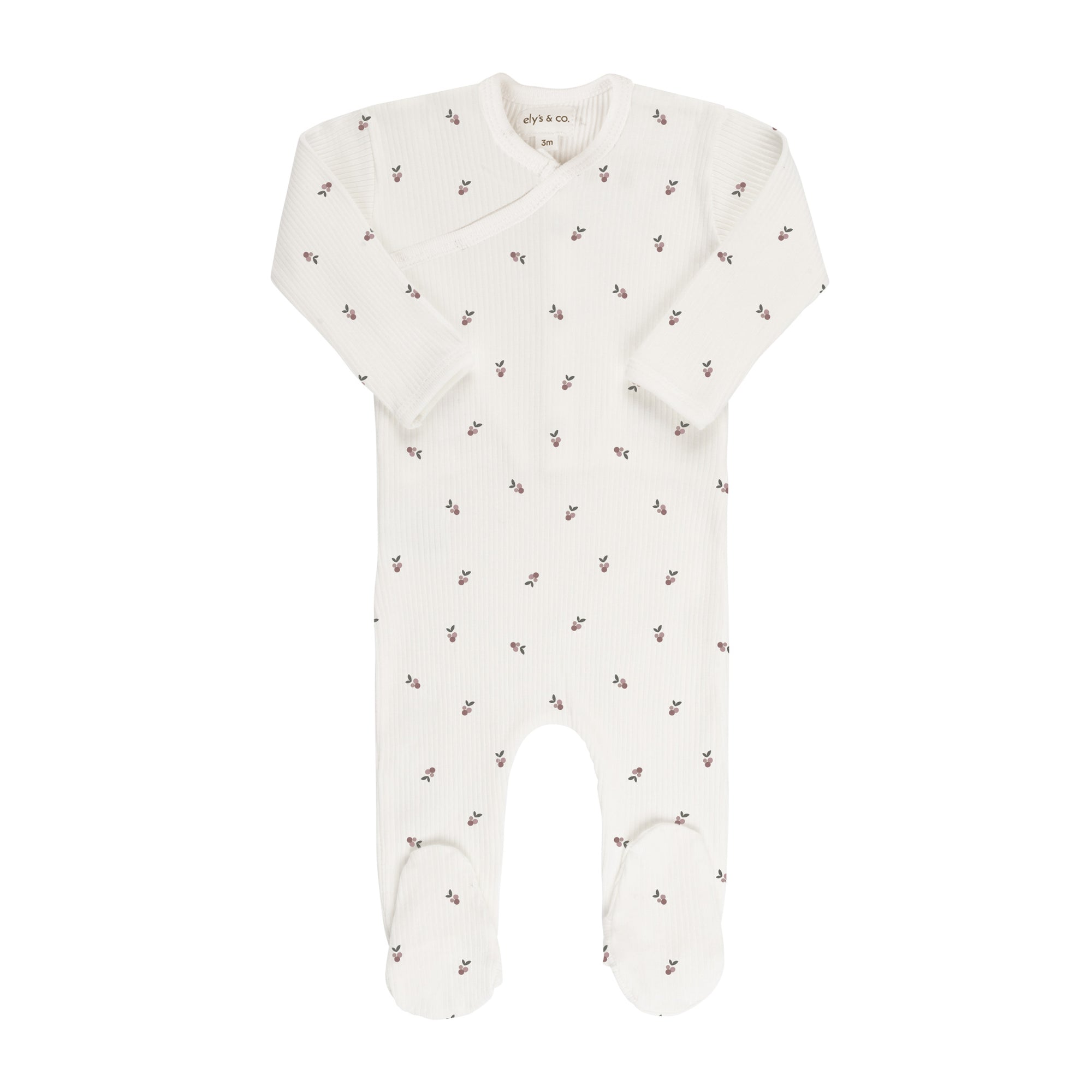 Ivory/Plum Berry Zipper Footie