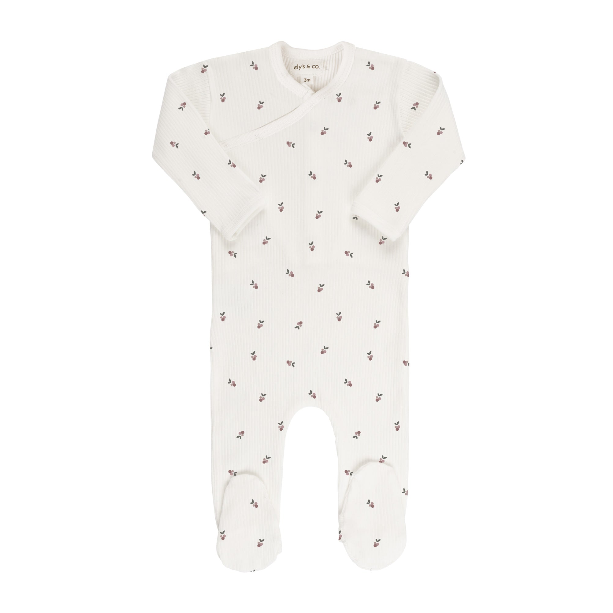 Ivory/Plum Berry Zipper Footie