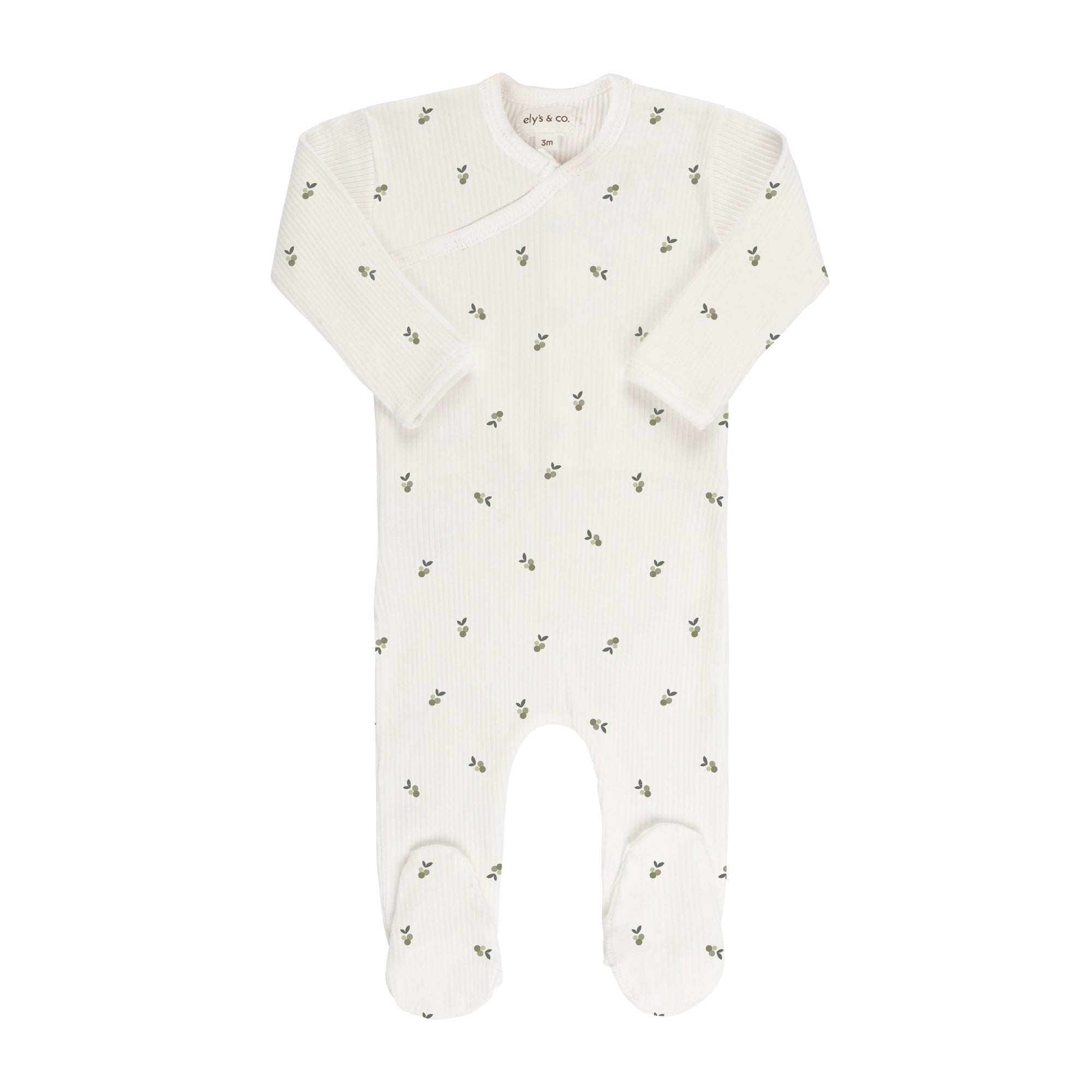 Ivory/Sage Berry Zipper Footie