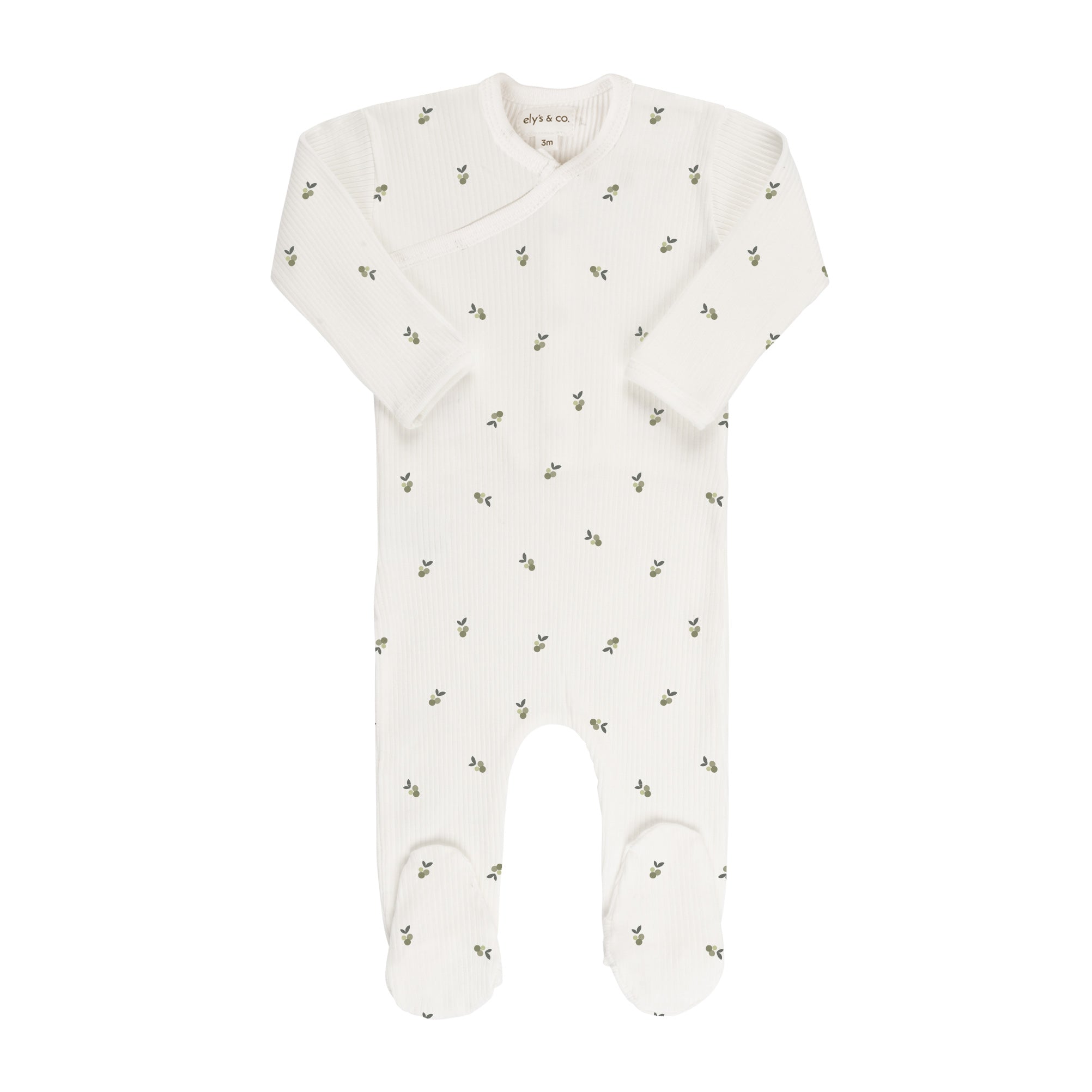 Ivory/Sage Berry Zipper Footie