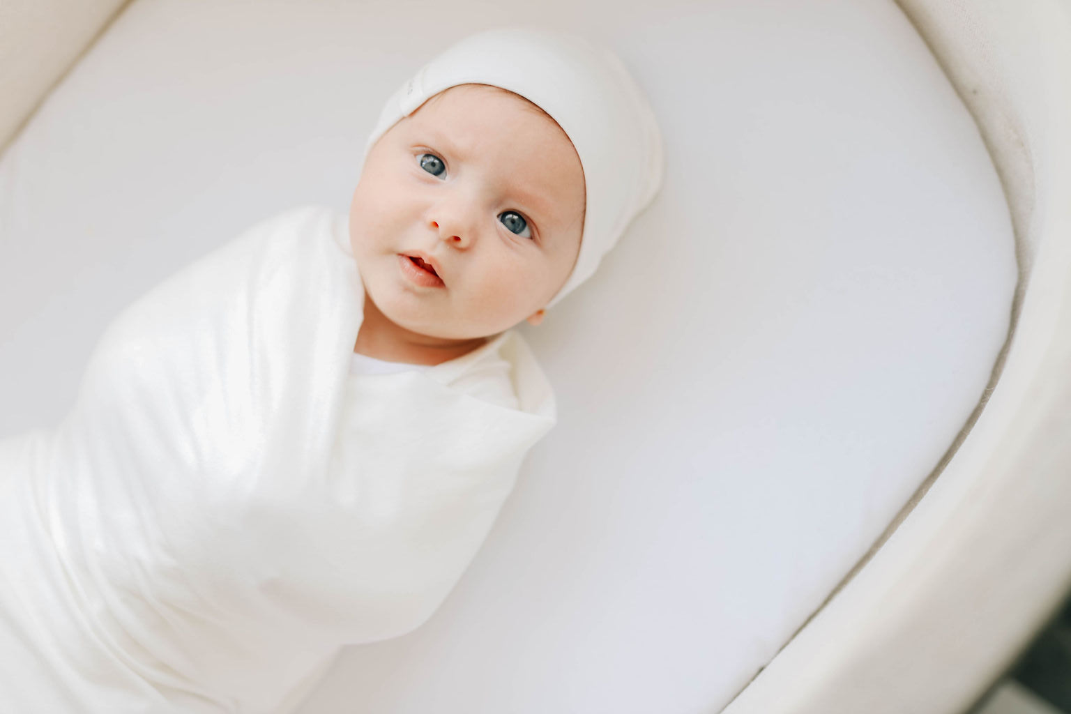 Ivory modal beanie & swaddle