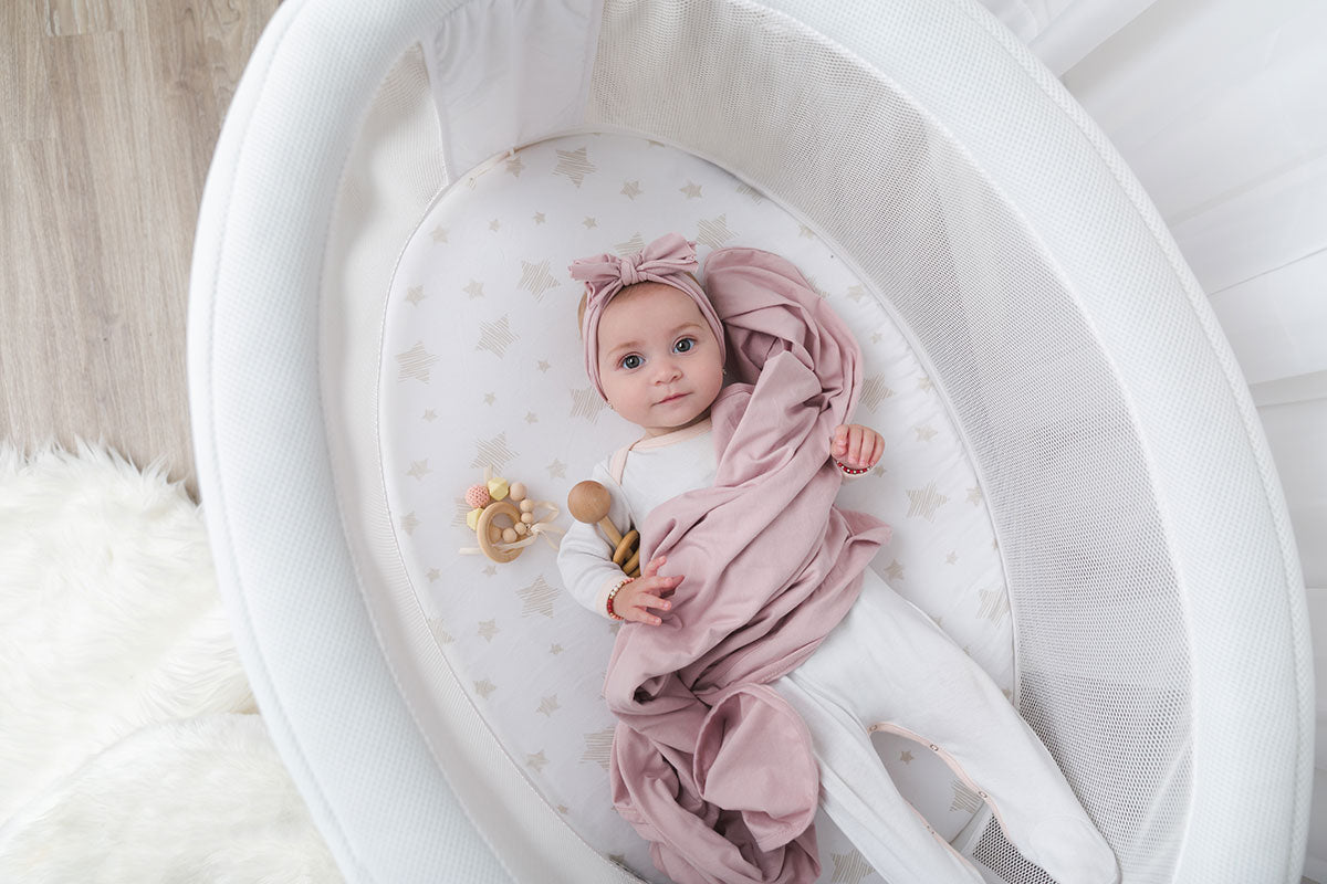 Jersey knit beanie-swaddle Gift Set Mauve/Lavender