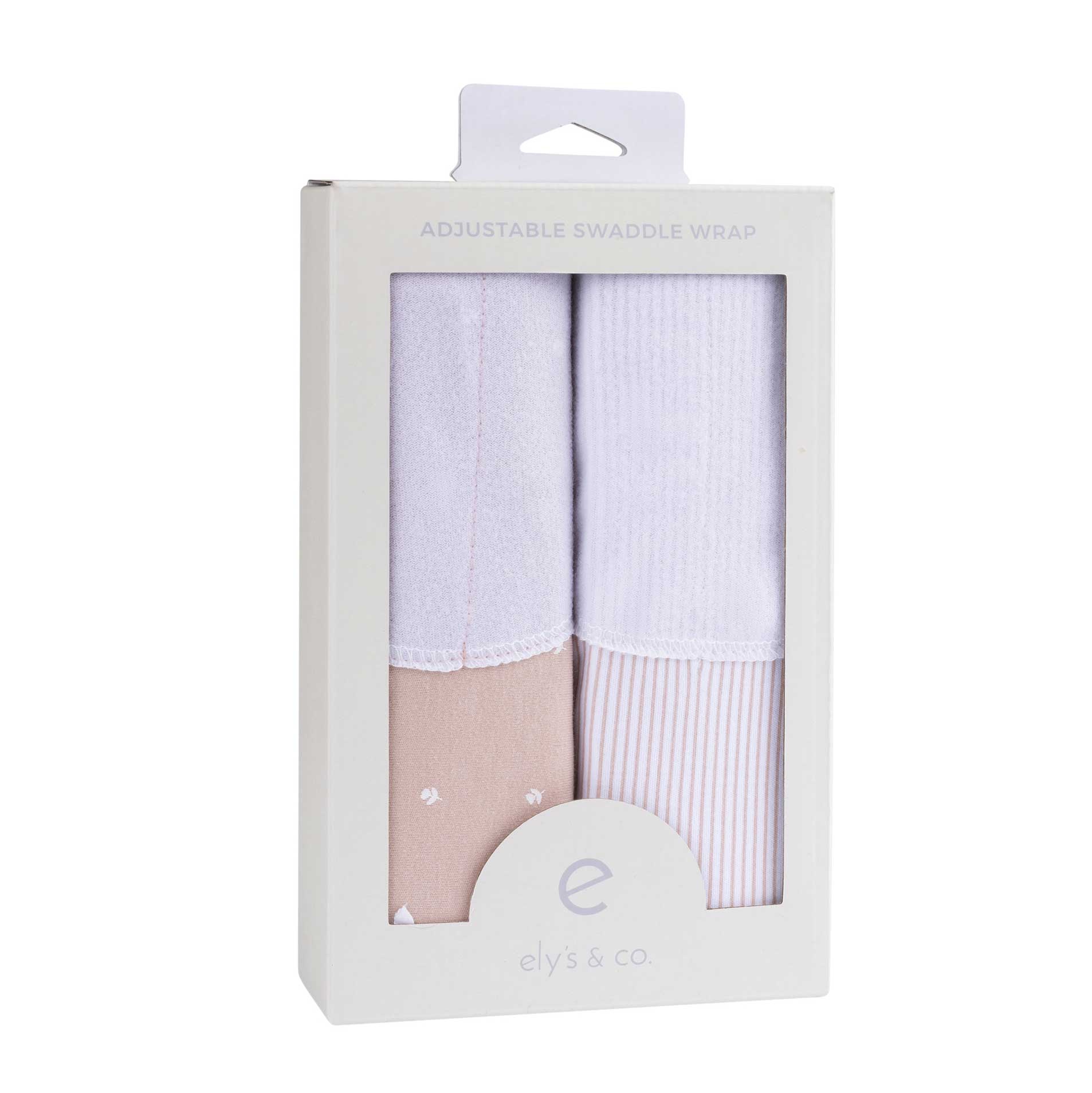 Mauve Tulips &amp; Stripes Adjustable Swaddle Blanket Packaged 