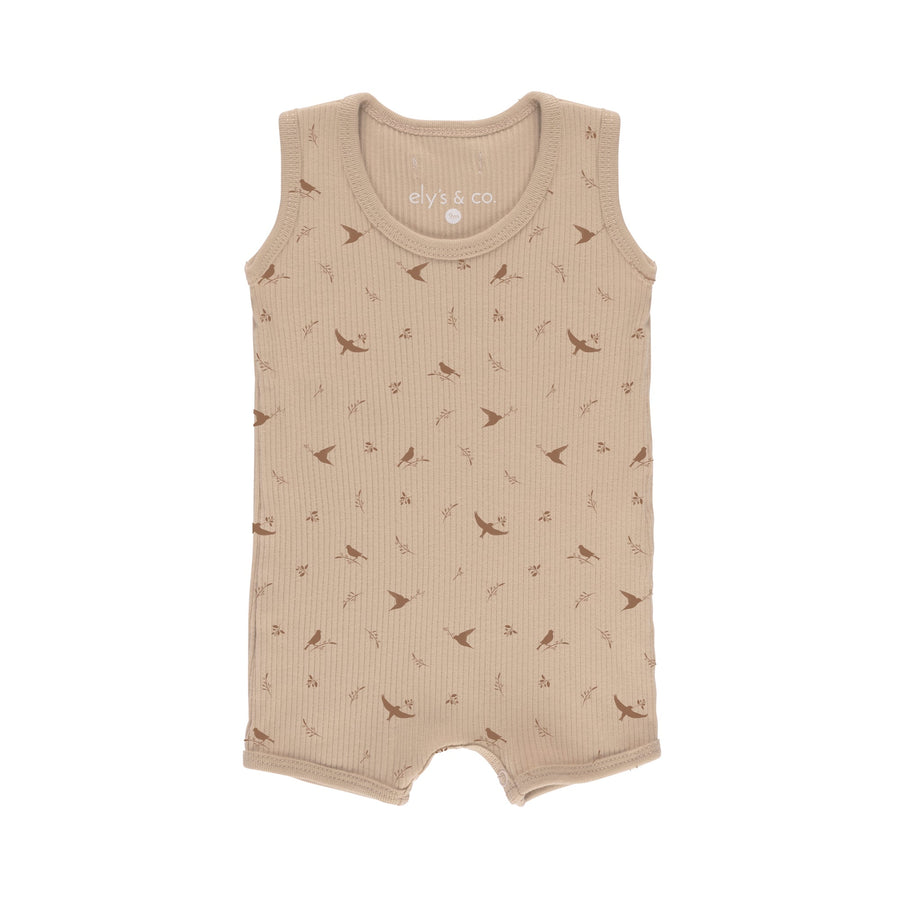 Ribbed Cotton - Bird Collection - Tank Rompers