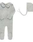 Embroidered Velour Collar Collection - Footie + Bonnet