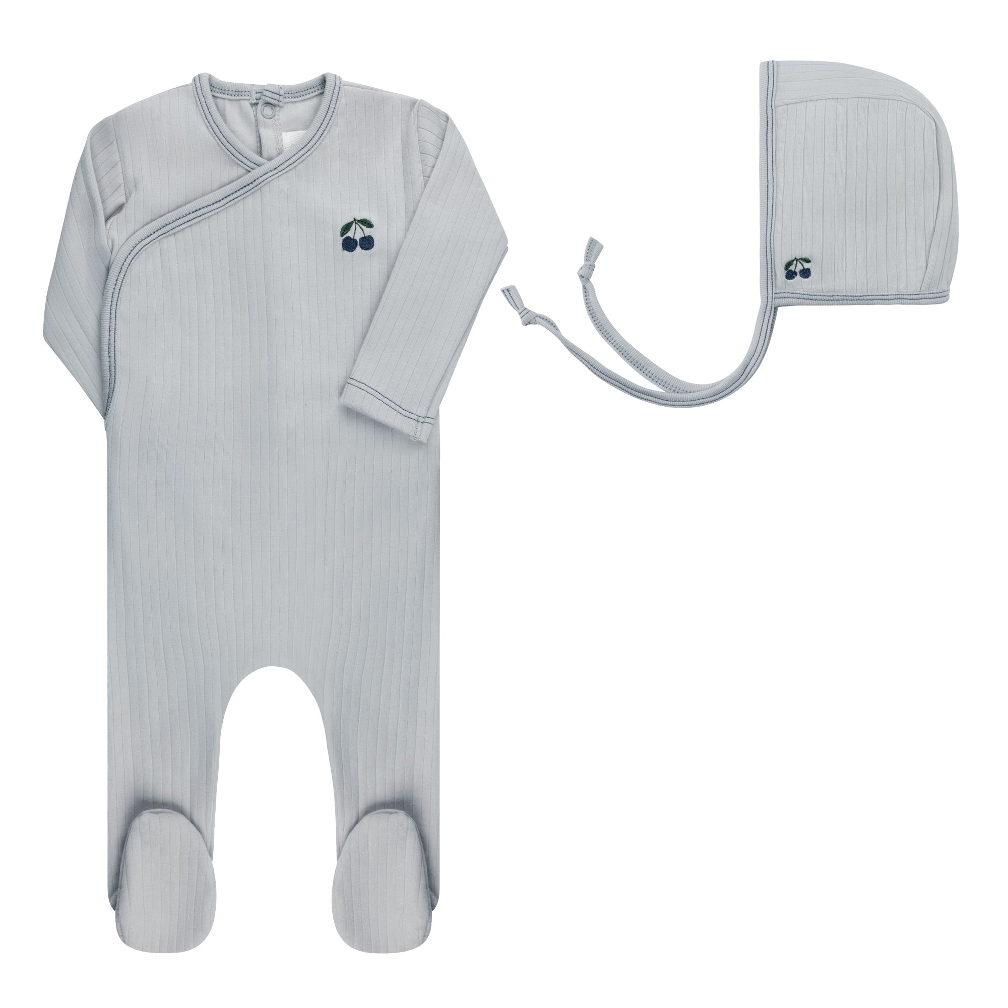 Embroidered Cherry Collection - Footie + Bonnet