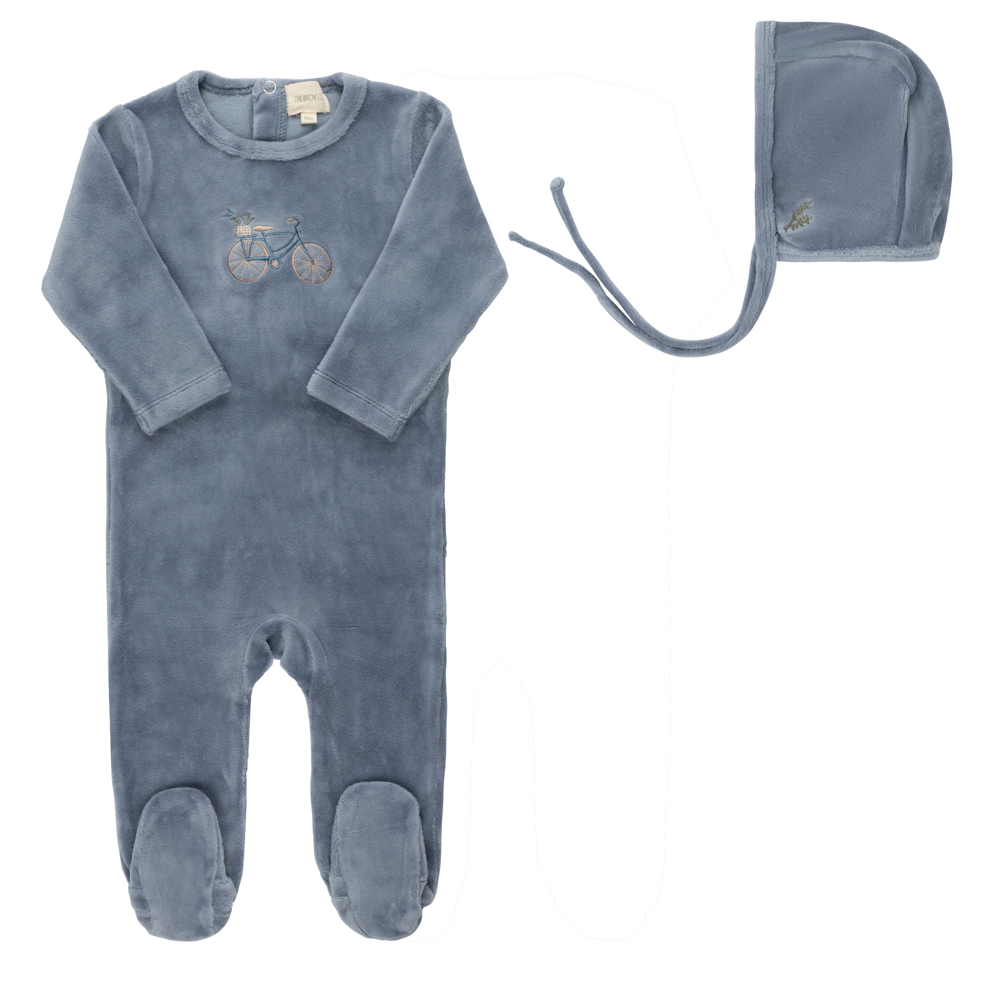 Velour Bicycle Collection - Footie + Bonnet