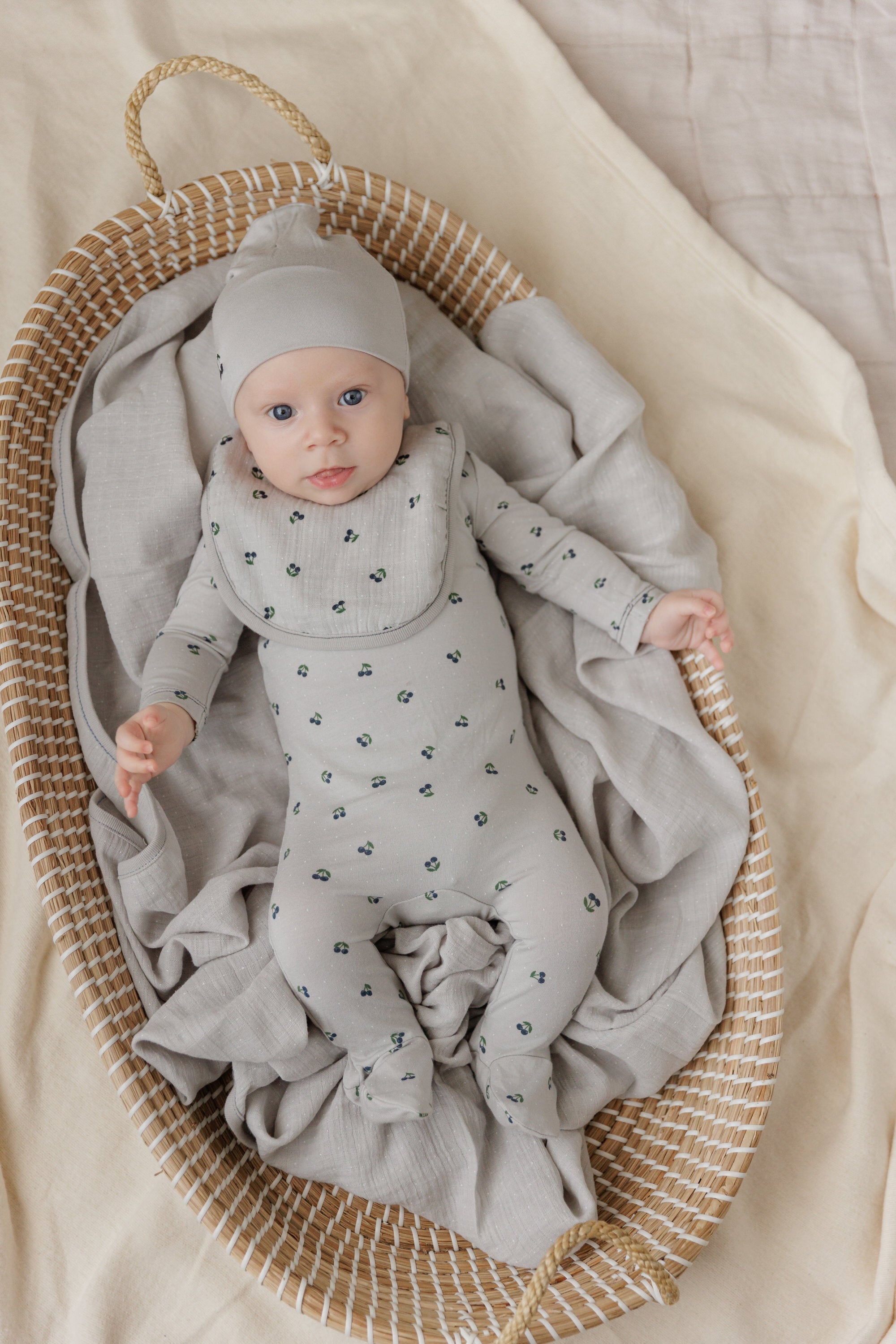 cherry print baby gift outfit