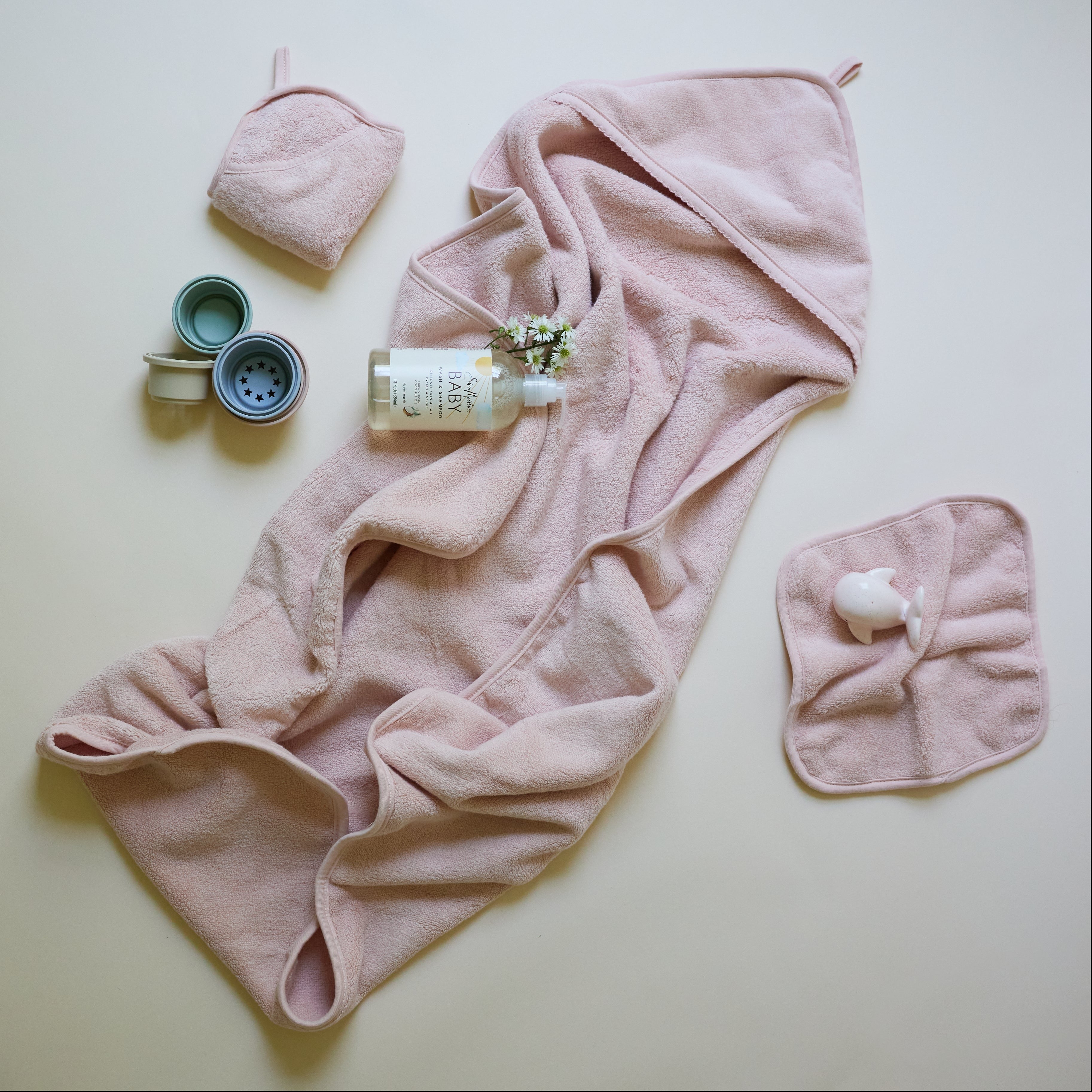 Pink Hooded Towel &amp; Washcloth