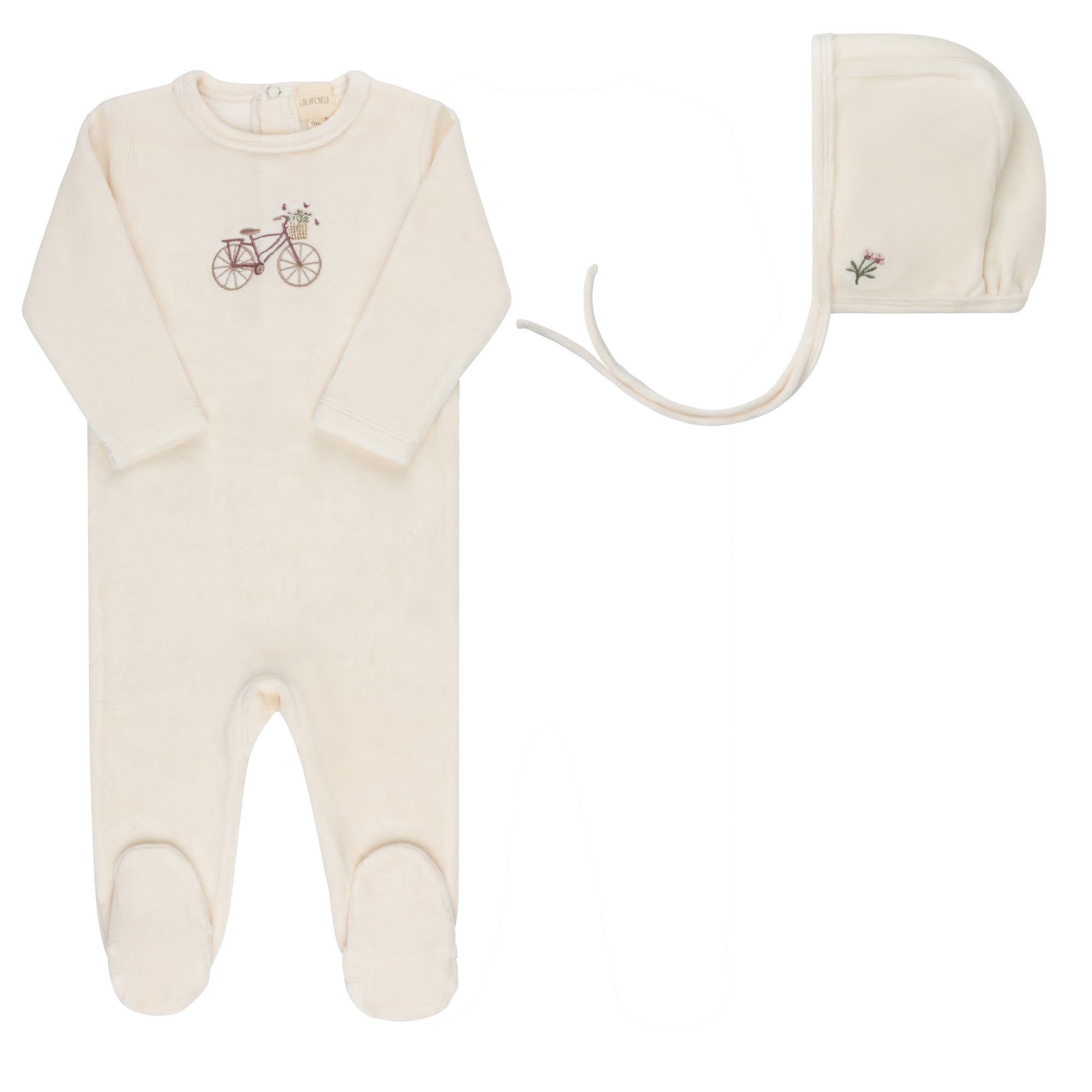 Velour Bicycle Collection - Footie + Bonnet