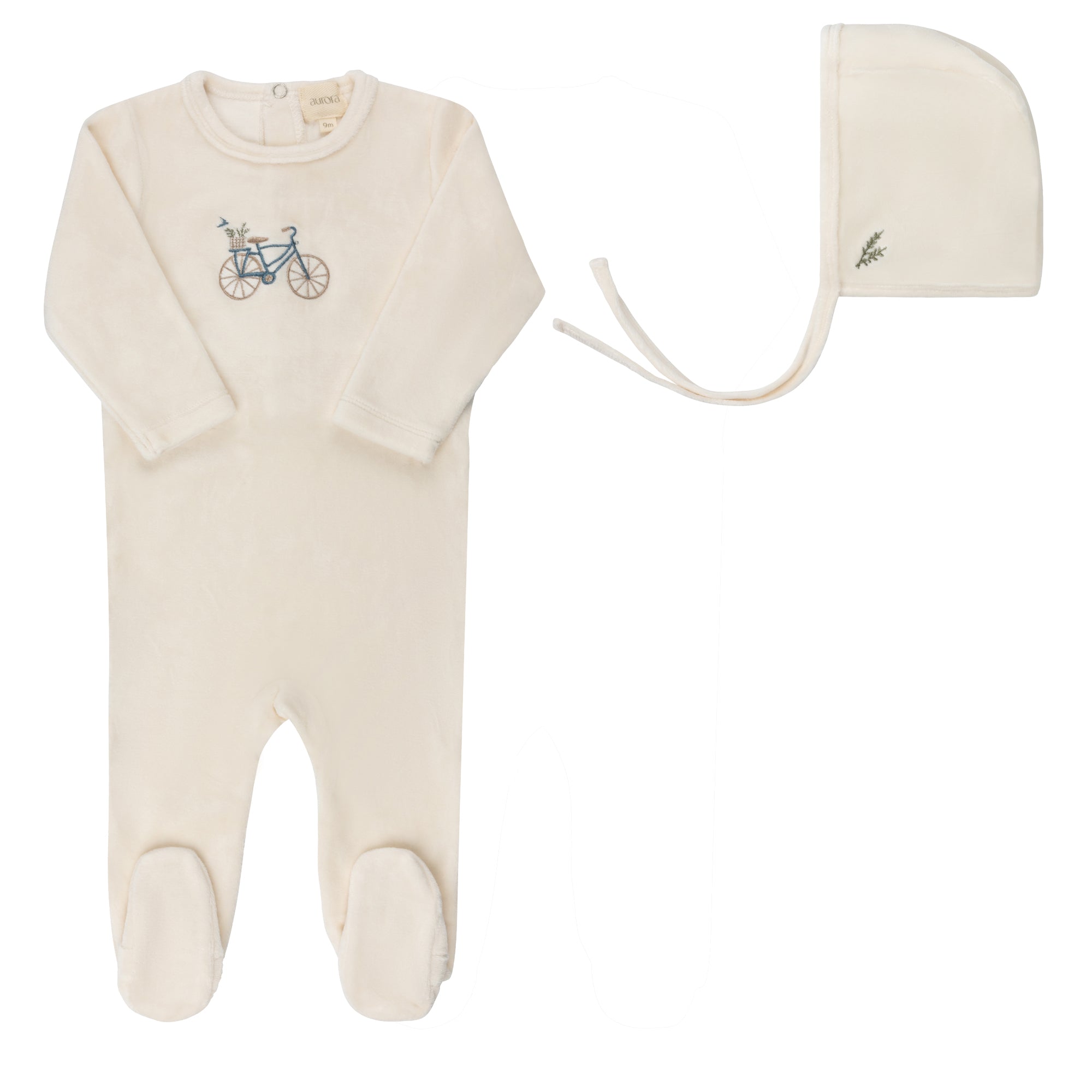 Velour Bicycle Collection - Footie + Bonnet